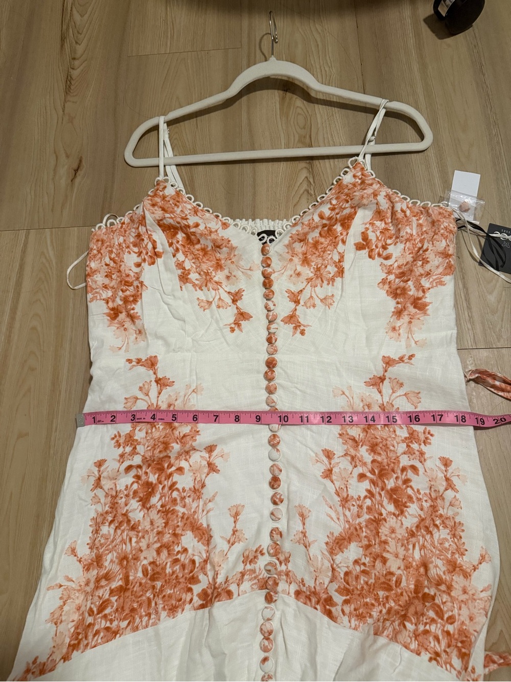 CeCe White Maxi Dress with Peach Floral Detail - Picture 6 of 7